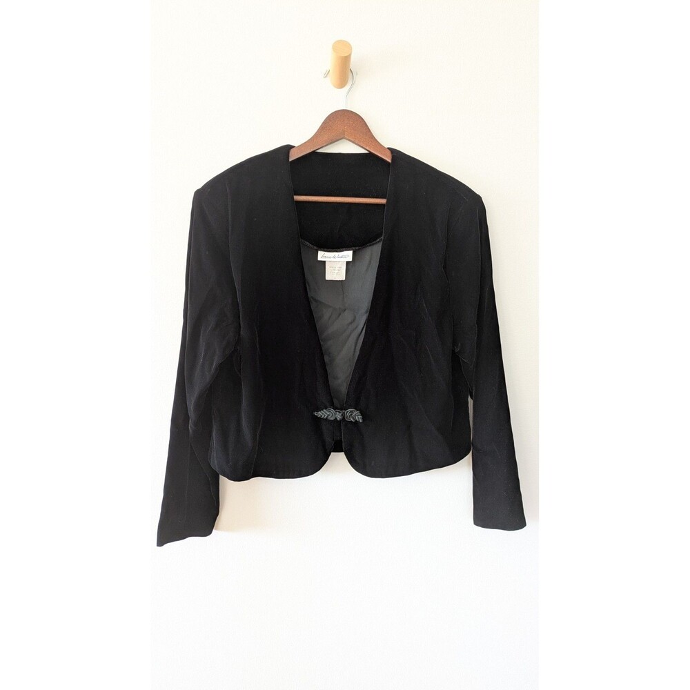 Laura Winston Black Velvet Bolero Blazer Whimsigoth Old Money Classic Romantic M